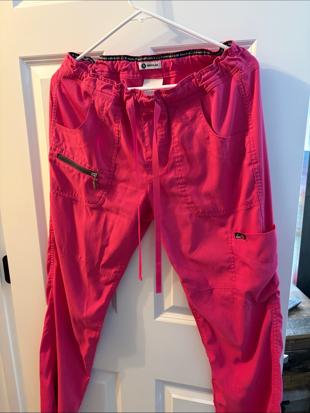 koi Bright Pink Slim Fit Scrub Pants